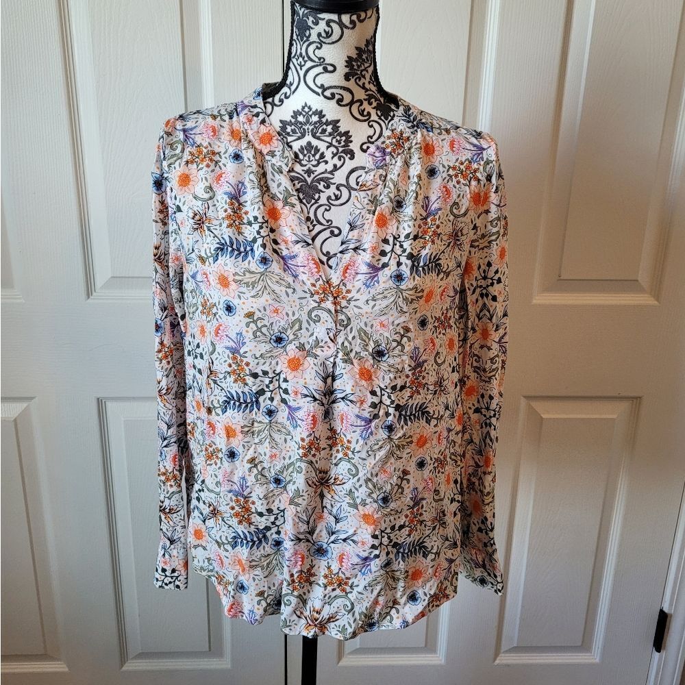 DKNY‎ long sleeve floral blouse